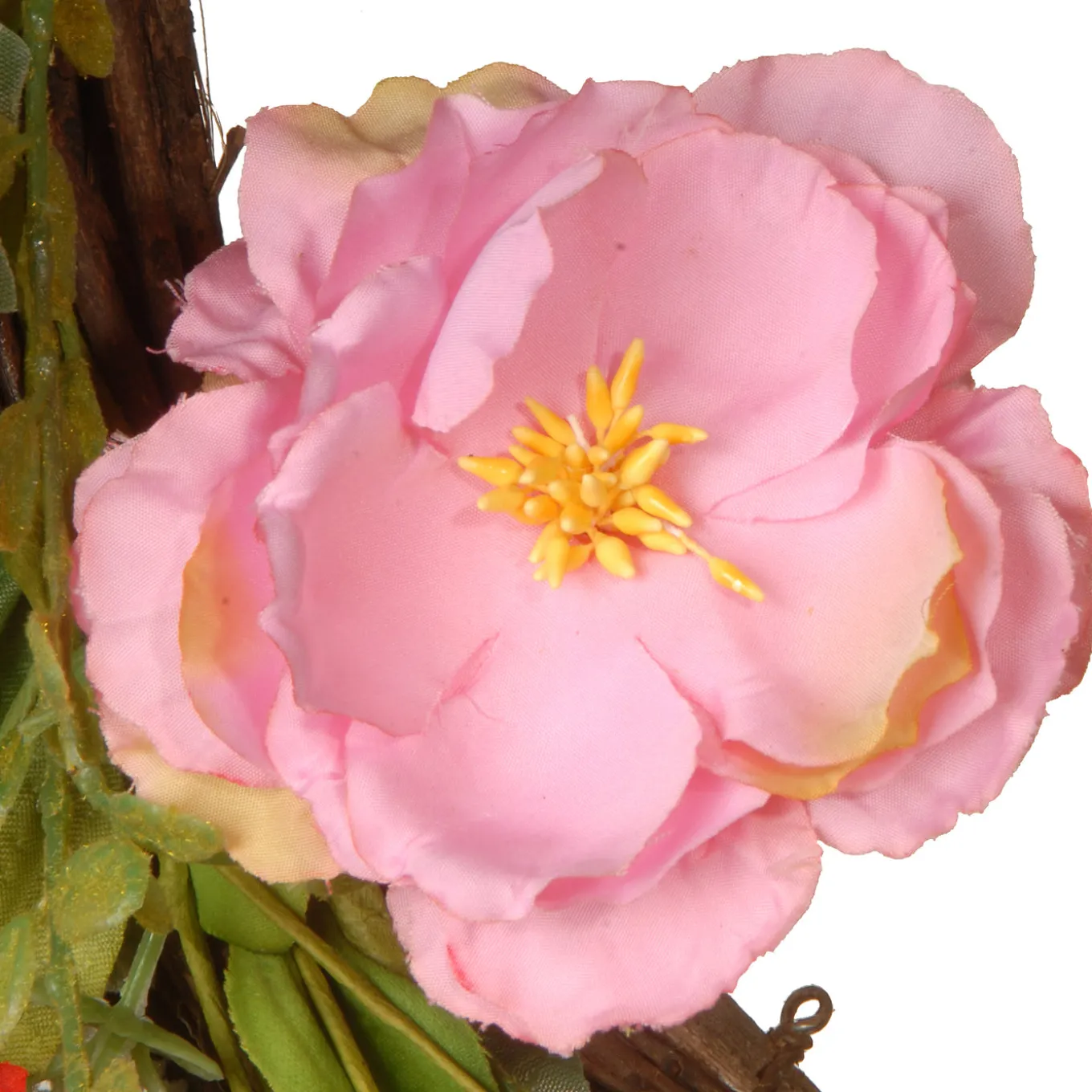 22 in. Spring Wreath with Assorted Flowers, Fern Fronds, and Leafy Greens