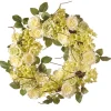 20 in. Spring Wreath with Cream Rose Blooms, Branches, Leafy Greens