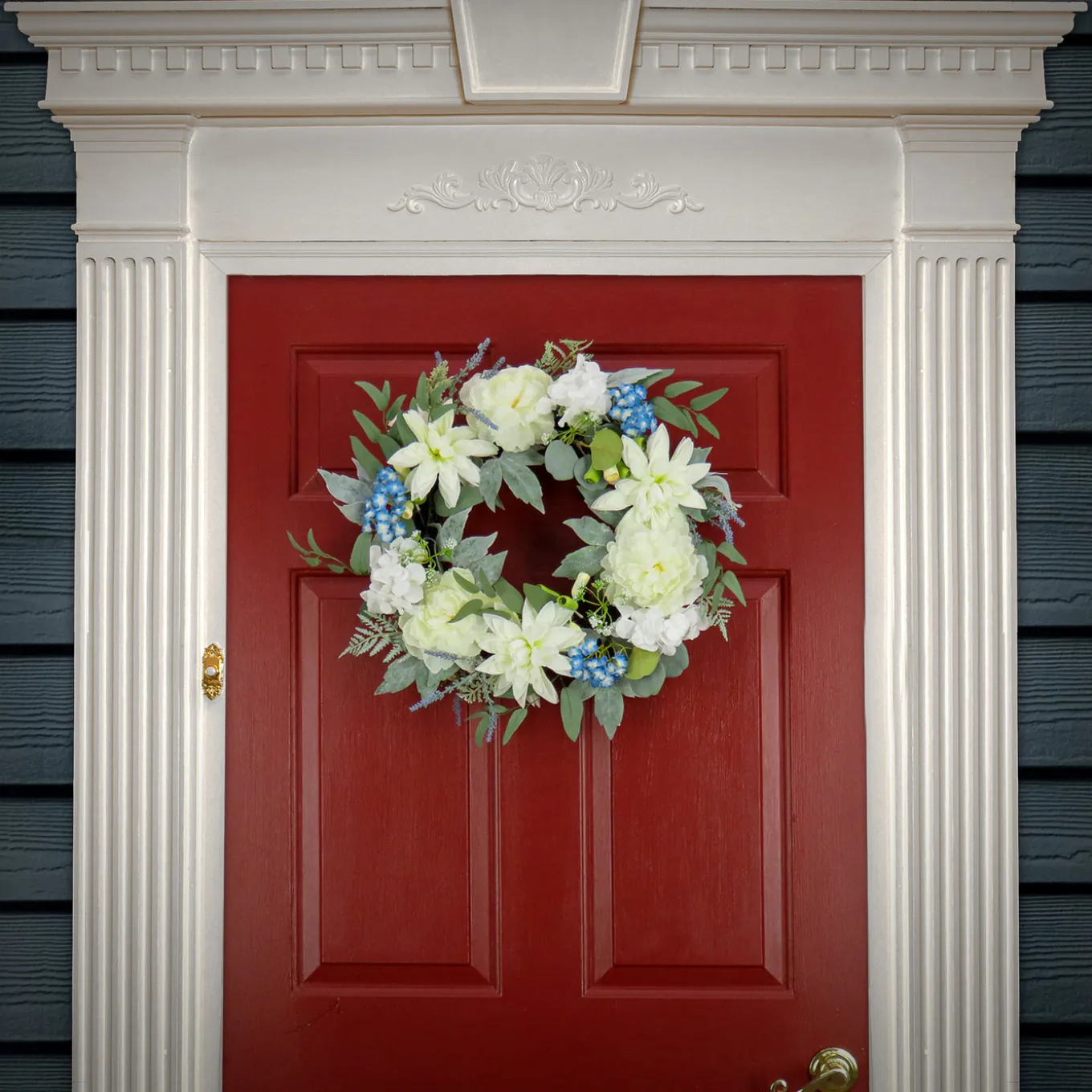 24 in. Spring Wreath with Dahlia, Peony, and Hydrangea Blooms
