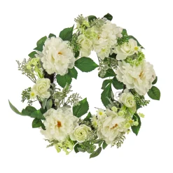 22 in. Spring Wreath with Daisy, Peony, and Buttercup Blooms