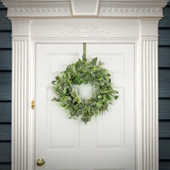 22 in. Spring Wreath with Eucalyptus Leaves, Flowing Green Stems