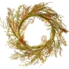 22 in. Spring Wreath with Fern Fronds, Curled Branch Sprigs, Flowing Green Stems?