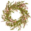 22 in. Spring Wreath with Flower Blooms, Seed Pods, Leafy Greens
