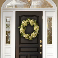 24 in. Spring Wreath with Hydrangea Blooms, Berry Clusters, Leafy Greens