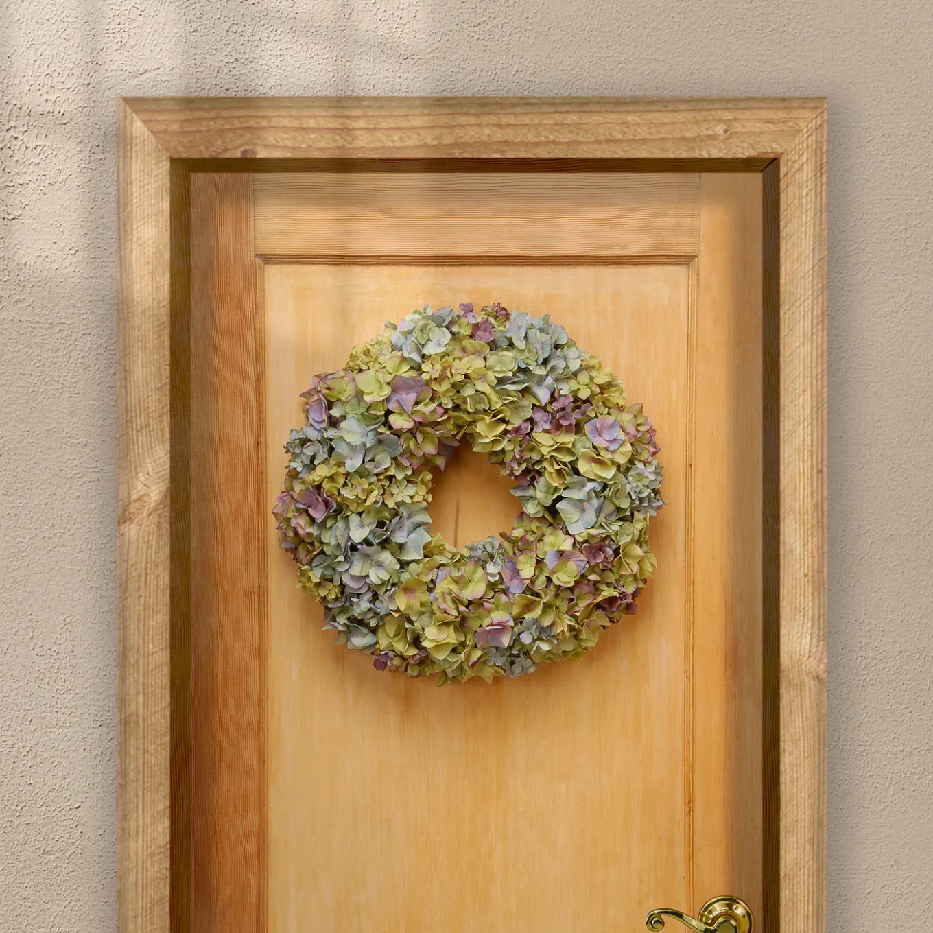 19 in. Spring Wreath with Mixed, Colorful Hydrangea Blooms