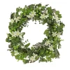 24 in. Spring Wreath with Mixed Flower Blooms and Flowing Green Stems