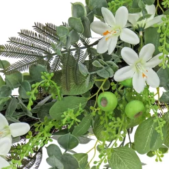 24 in. Spring Wreath with Mixed Flower Blooms and Flowing Green Stems