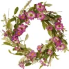 20 in. Spring Wreath with Purple Daisy Blooms, Lavender Flowers, and Leafy Greens