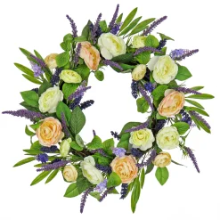 24 in. Spring Wreath with Ranunculus and Astilbe Flower Blooms
