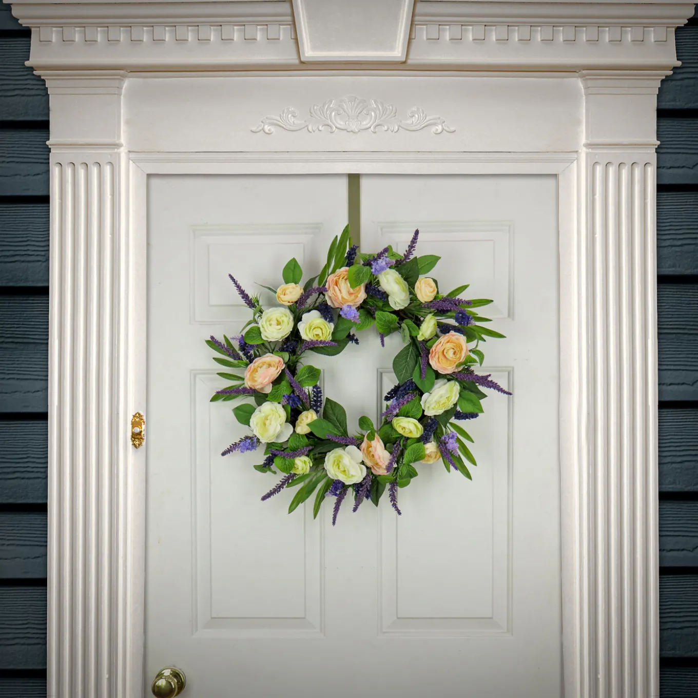 24 in. Spring Wreath with Ranunculus and Astilbe Flower Blooms