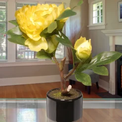 10 in. Spring Yellow Peony Flower Pot
