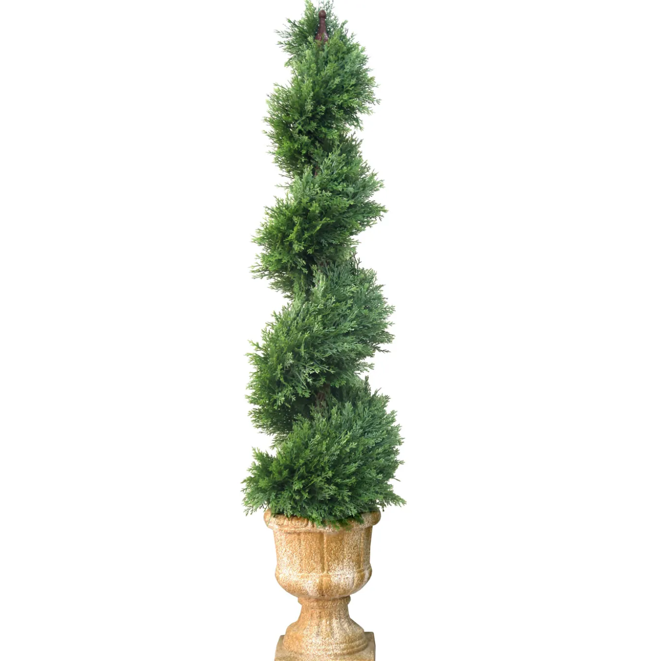 54 in. Upright Juniper Slim Spiral Topiary Tree in a Decorative Urn