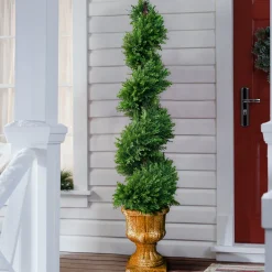 54 in. Upright Juniper Slim Spiral Topiary Tree in a Decorative Urn