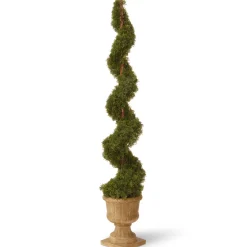 60 in. Upright Juniper Spiral Topiary Tree in a Decorative Urn