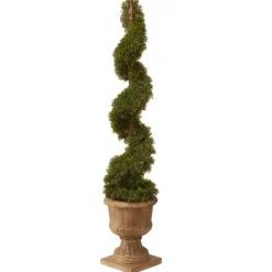 48 in. Upright Juniper Spiral Topiary Tree in a Decorative Urn