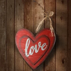 14 in. Valentine's Wooden Heart Hanging Decoration