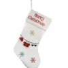 18 in. White Merry Christmas Stocking with Snowflakes