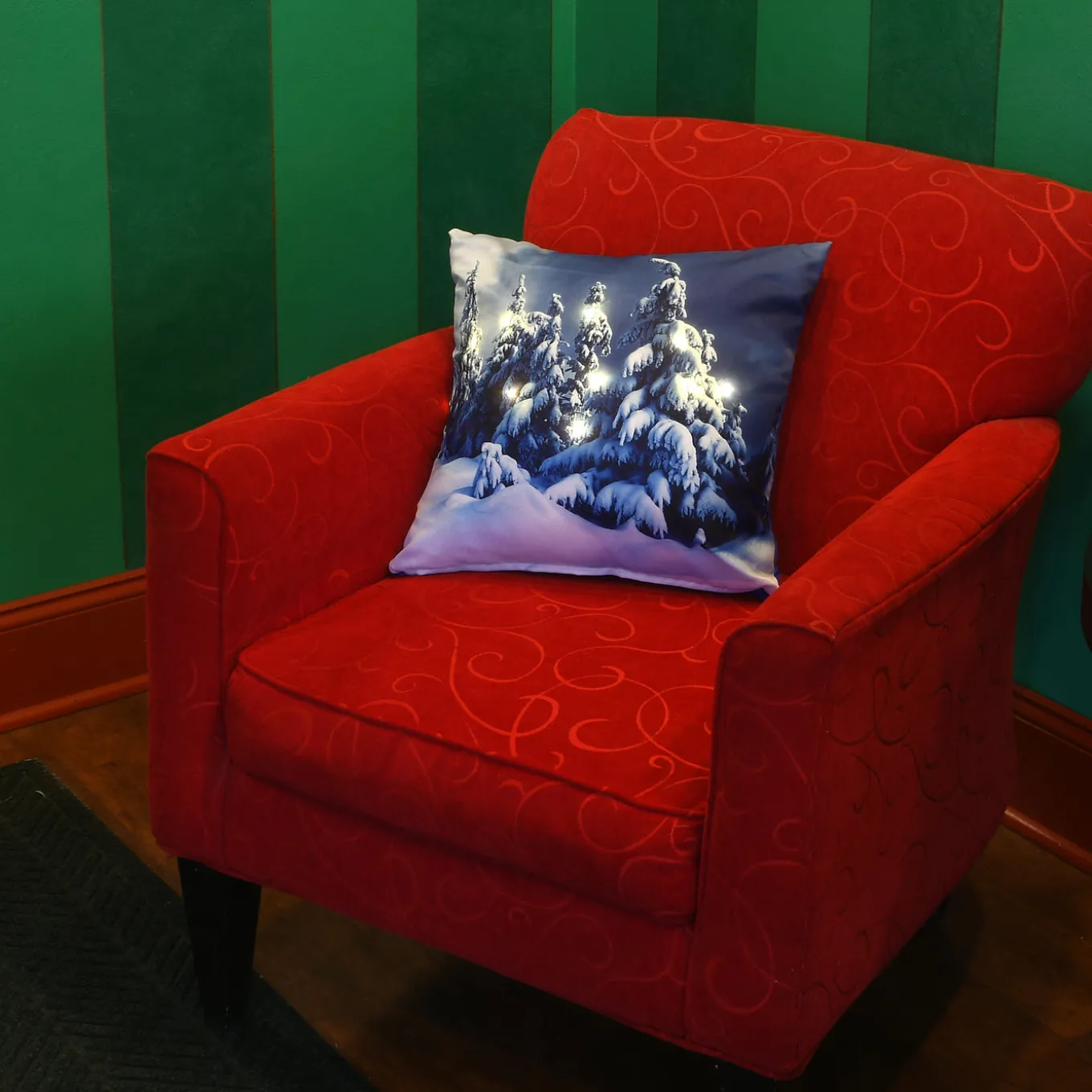 17 in. Winter Scene Pillow with LED Lights