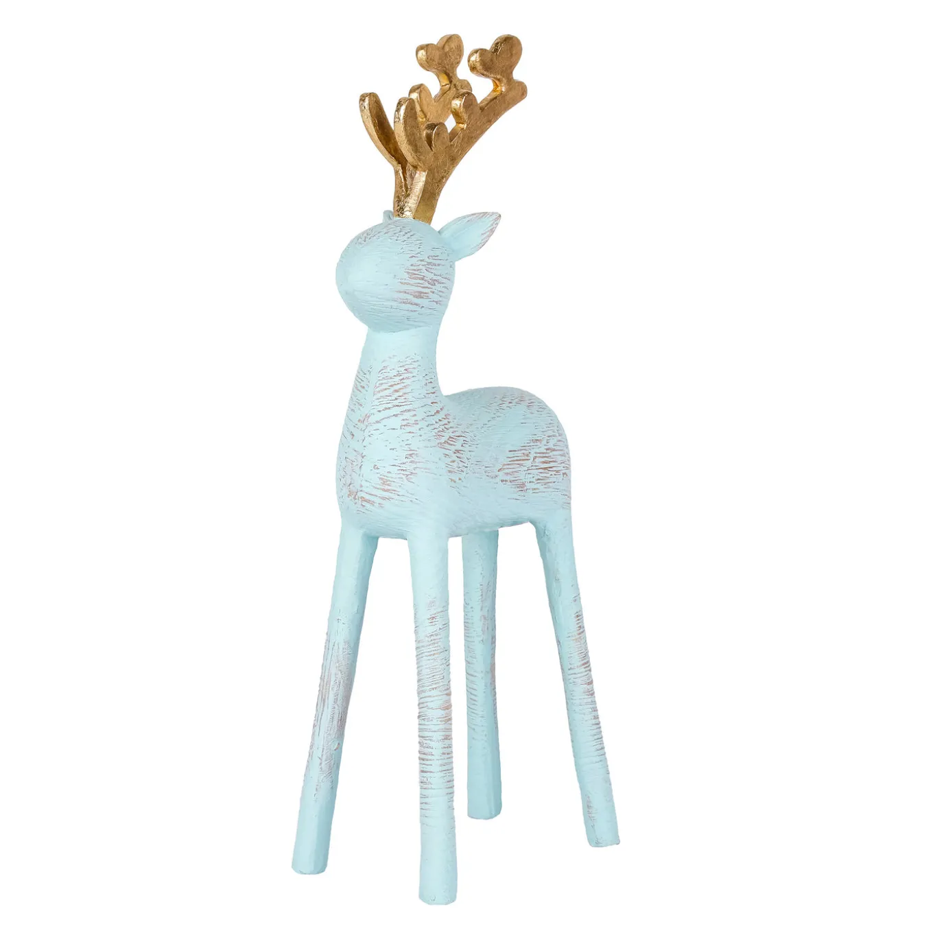9 in. Woodgrain Reindeer Decor, Blue