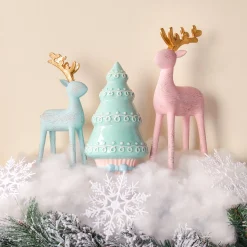 9 in. Woodgrain Reindeer Decor, Blue