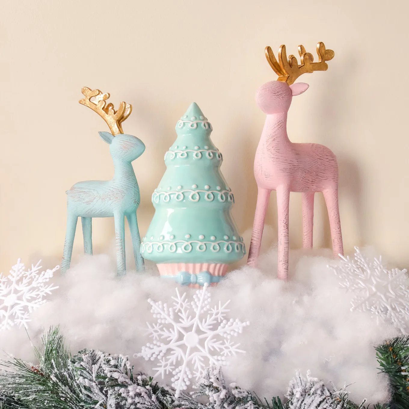 9 in. Woodgrain Reindeer Decor, Blue