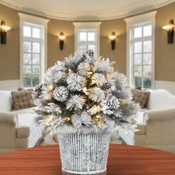 22 in.Pre-Lit Snowy Chiwaw Basin Tree with LED Lights