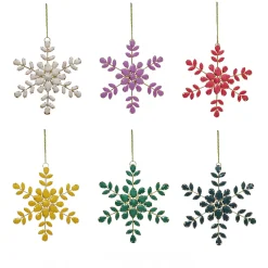6-Piece HGTV Home Collection Beaded Snowflake Ornaments