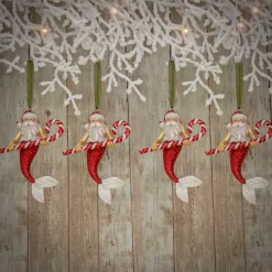 4-Piece HGTV Home Collection Santa Merman Ornaments