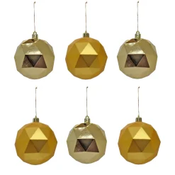 6-Piece Shatterproof Geometric Gold Ornaments