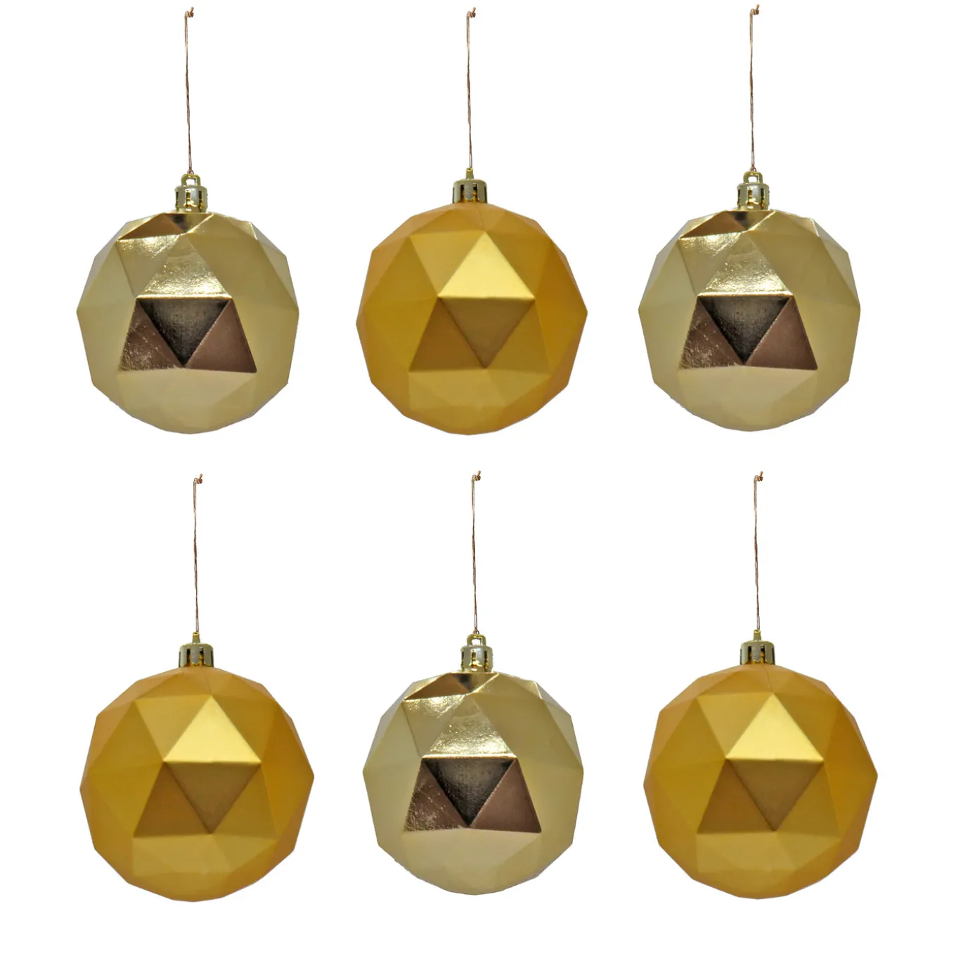 6-Piece Shatterproof Geometric Gold Ornaments