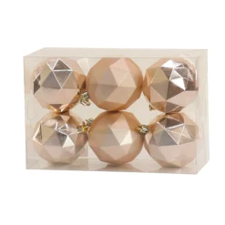 6-Piece Shatterproof Geometric Silver Ornaments