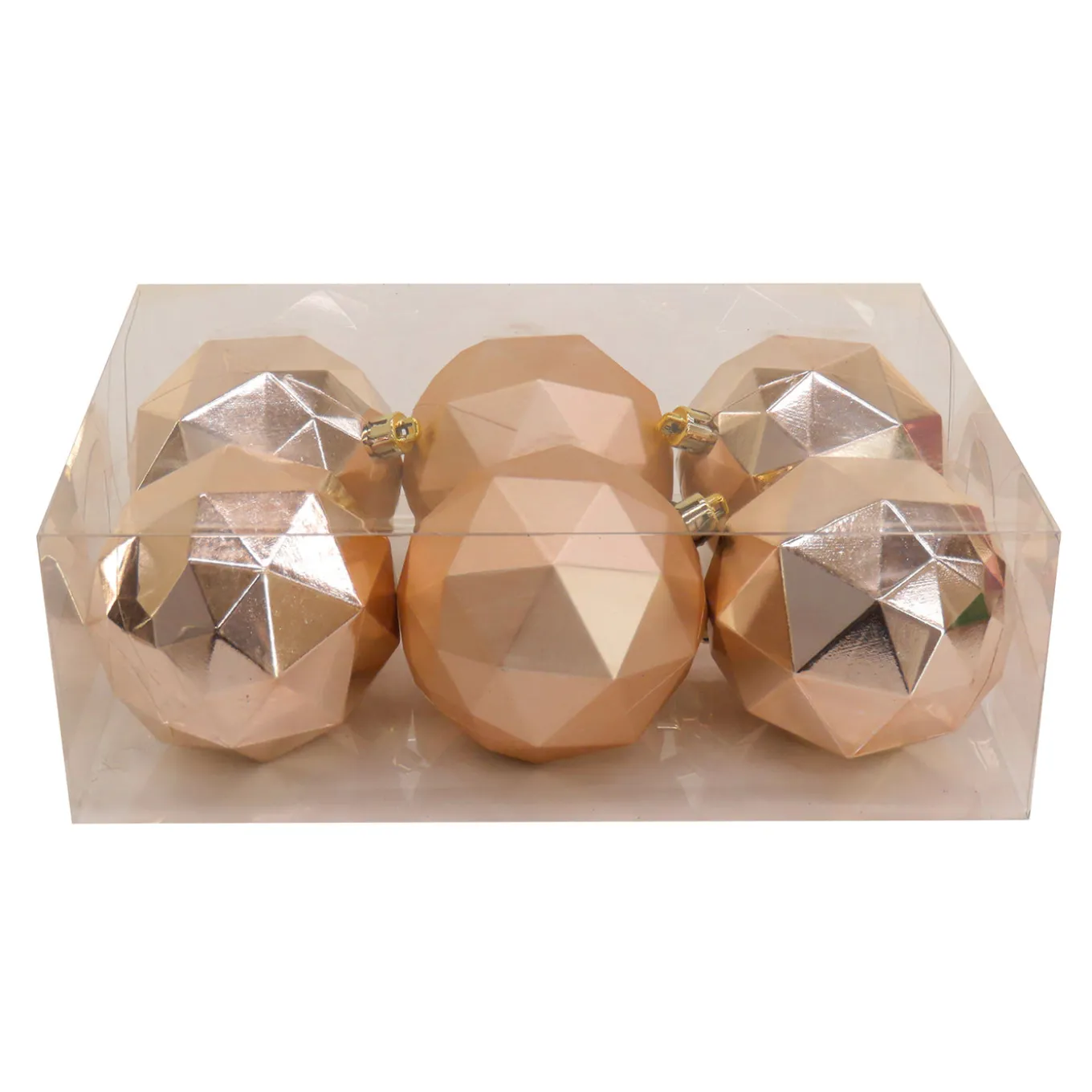 6-Piece Shatterproof Geometric Silver Ornaments