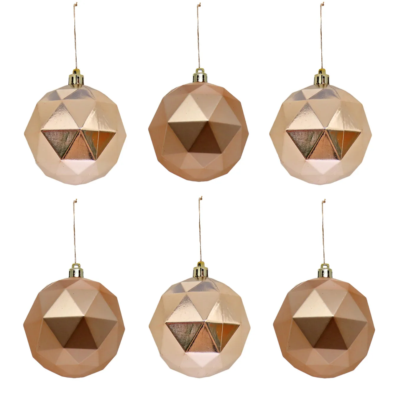 6-Piece Shatterproof Geometric Silver Ornaments