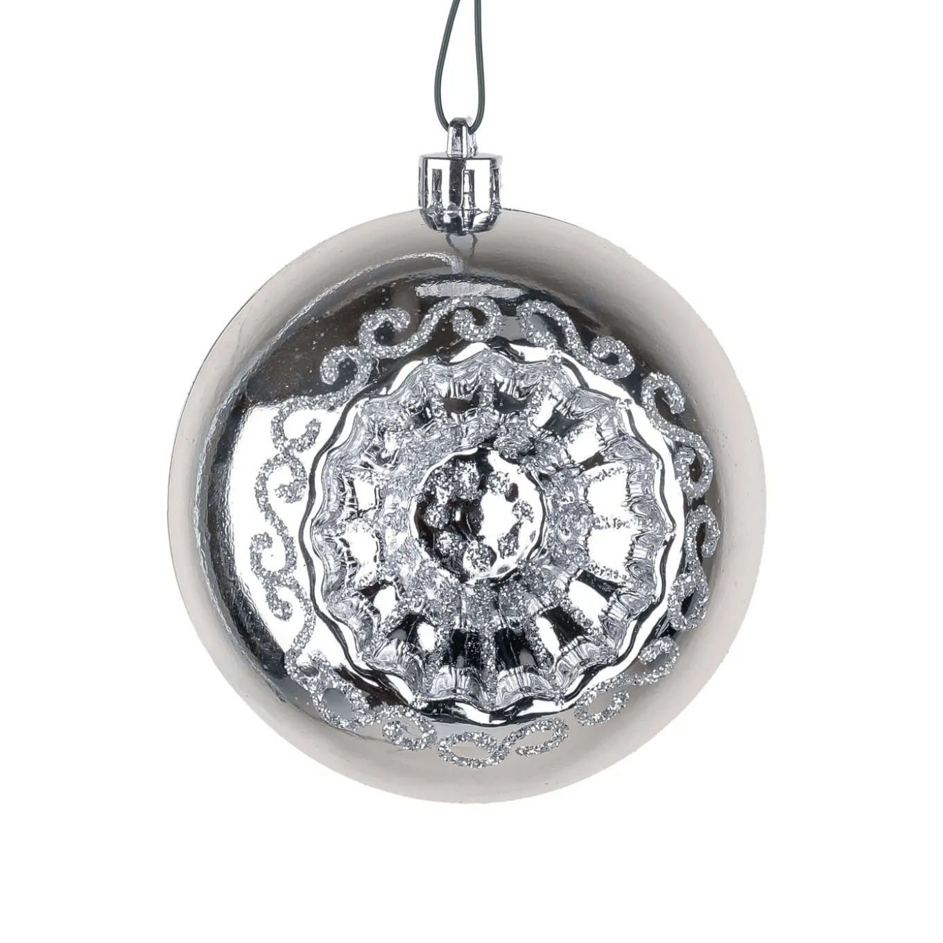 6-Piece Shatterproof Glittering Silver Ornaments
