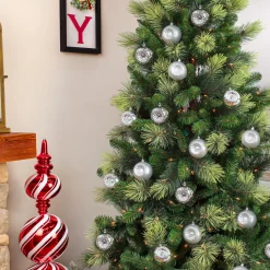 6-Piece Shatterproof Glittering Silver Ornaments