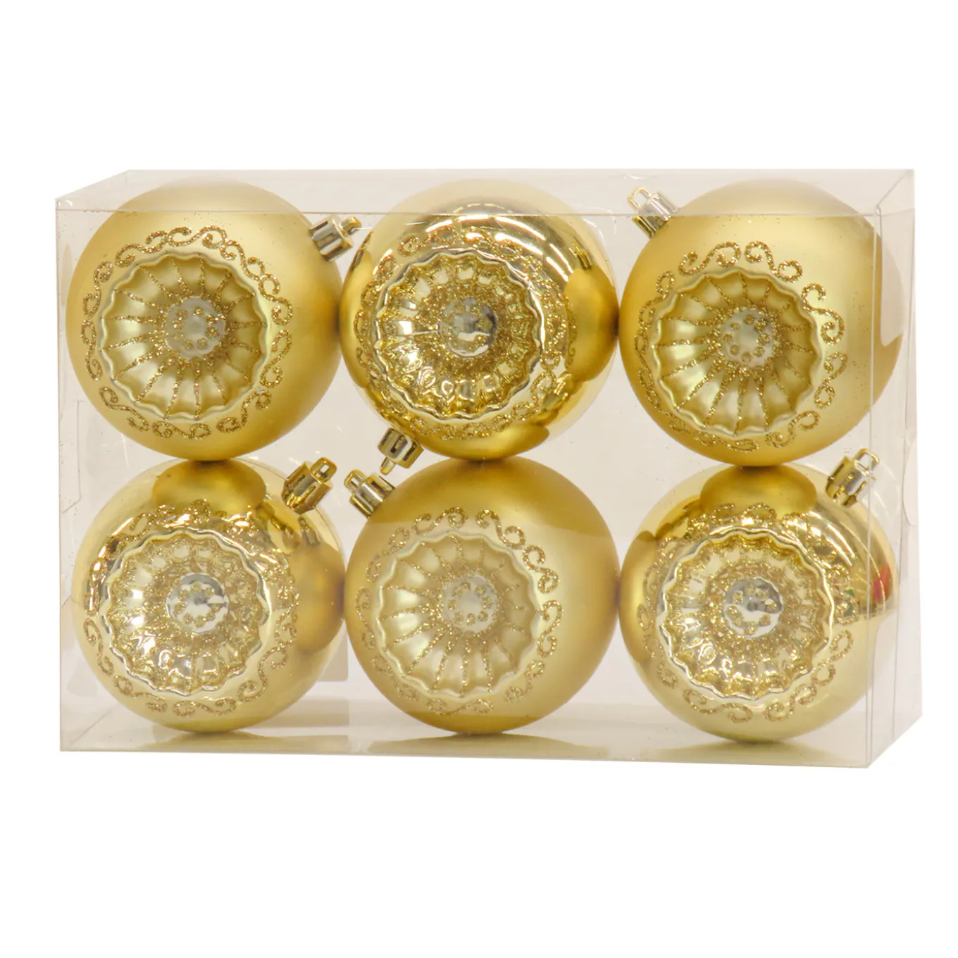 6-Piece Shatterproof Glittering Gold Ornaments