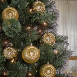 6-Piece Shatterproof Glittering Gold Ornaments