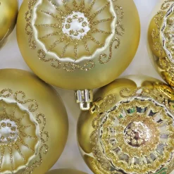 6-Piece Shatterproof Glittering Gold Ornaments