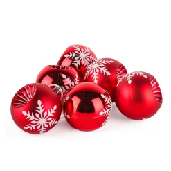 6-Piece Shatterproof Snowflake Red Ornaments