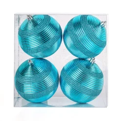 4-Piece Shatterproof Swirling Blue Ornaments