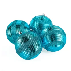 4-Piece Shatterproof Swirling Blue Ornaments