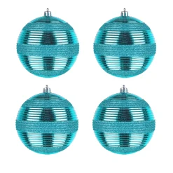 4-Piece Shatterproof Swirling Blue Ornaments