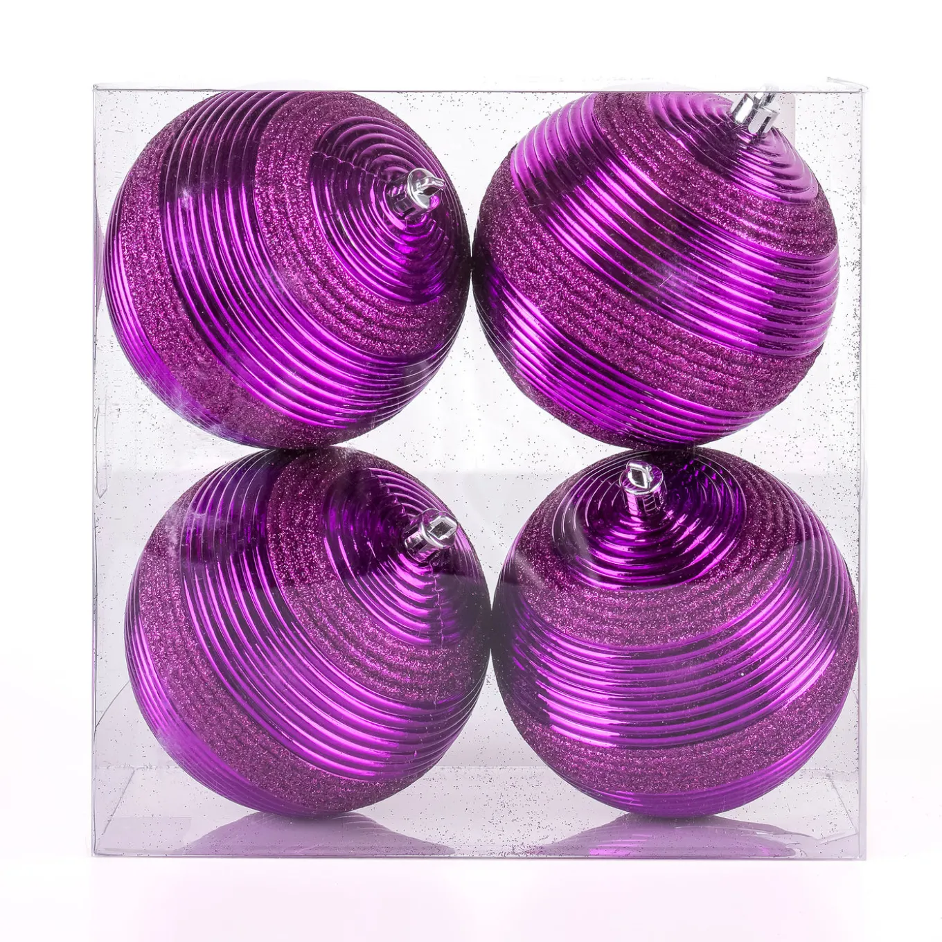 4-Piece Shatterproof Swirling Purple Ornaments