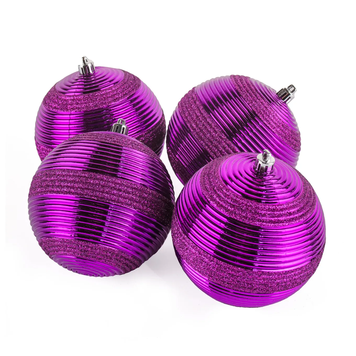 4-Piece Shatterproof Swirling Purple Ornaments
