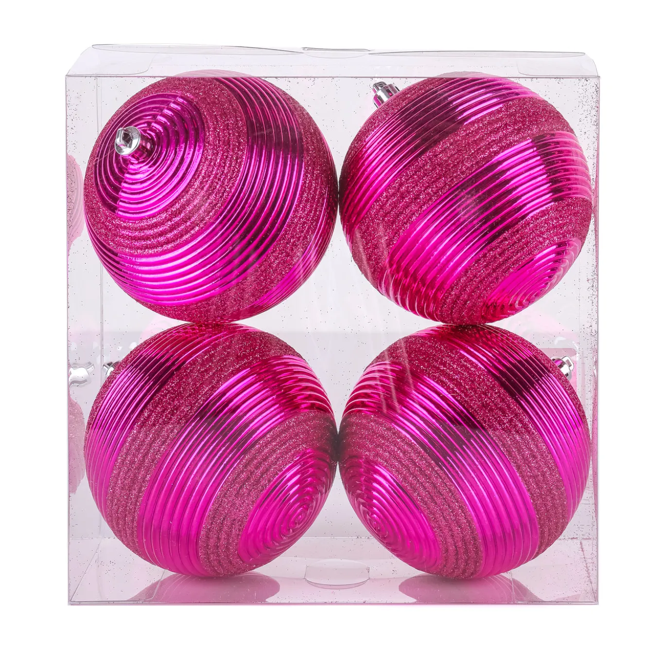 4-Piece Shatterproof Swirling Pink Ornaments