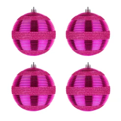 4-Piece Shatterproof Swirling Pink Ornaments