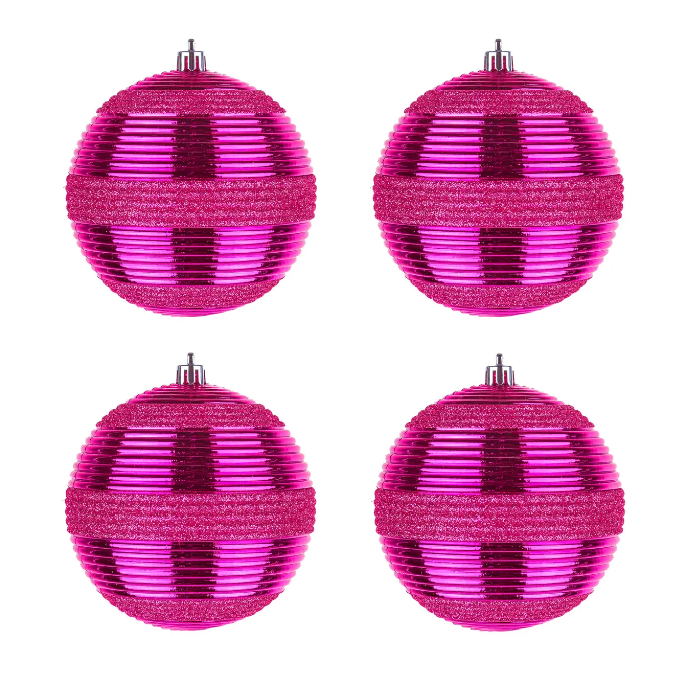 4-Piece Shatterproof Swirling Pink Ornaments