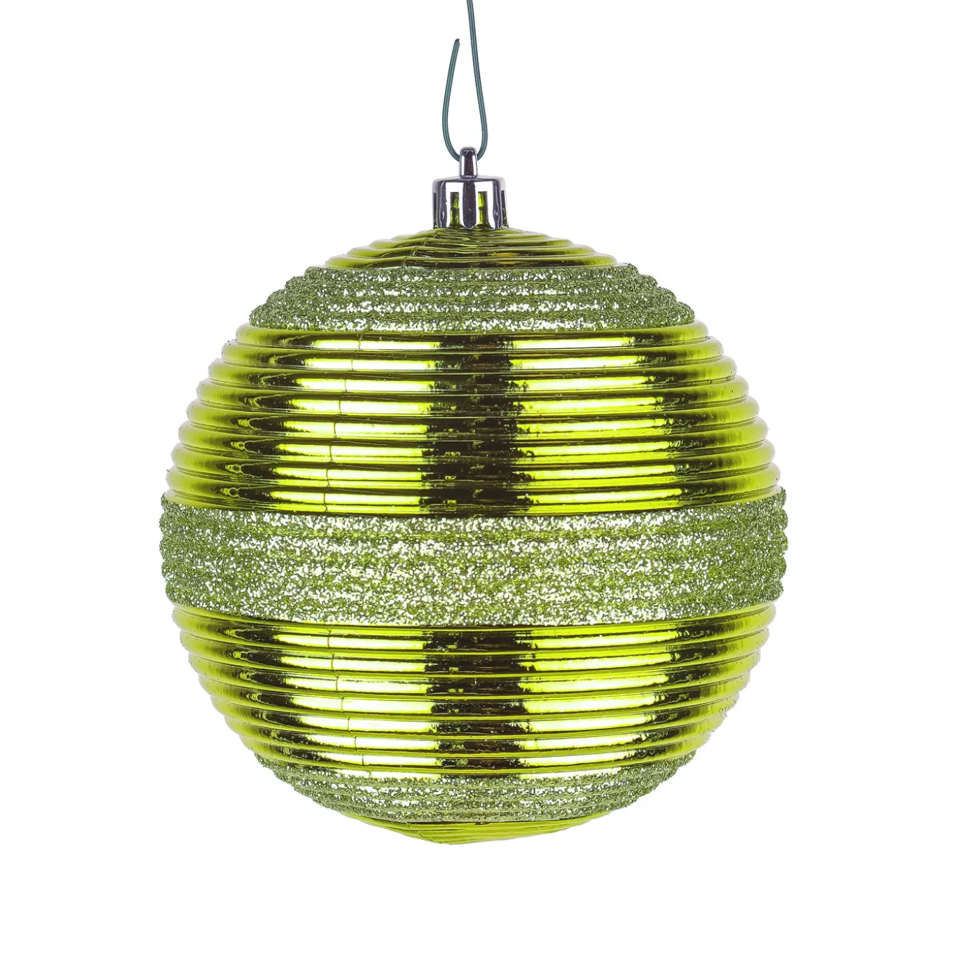 4-Piece Shatterproof Swirling Lime Green Ornaments