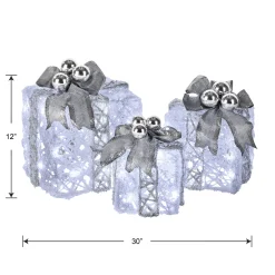 Pre-Lit Decorated White Gift Box Assortment