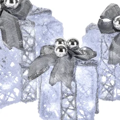 Pre-Lit Decorated White Gift Box Assortment